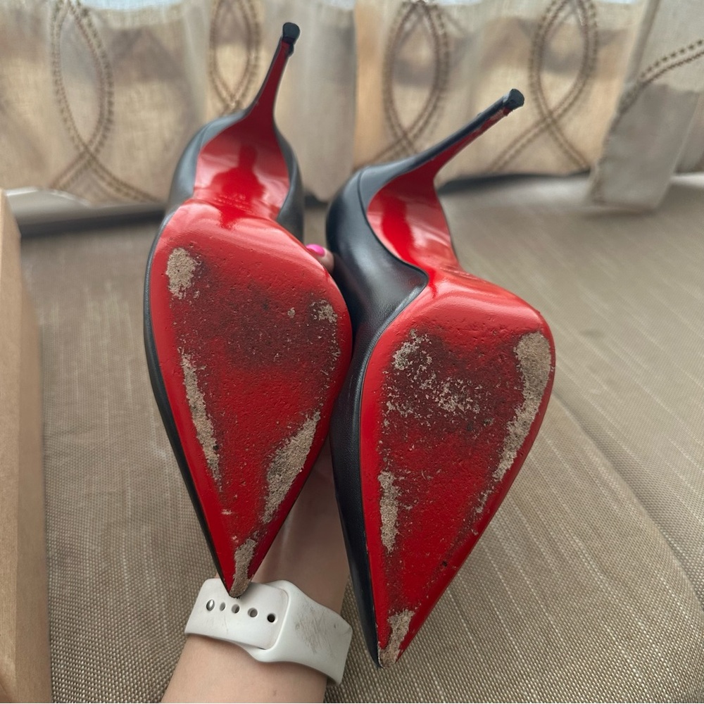 CHRISTIAN LOUBOUTIN Kate 100 Black Nappa Heels - Picture 10 of 12
